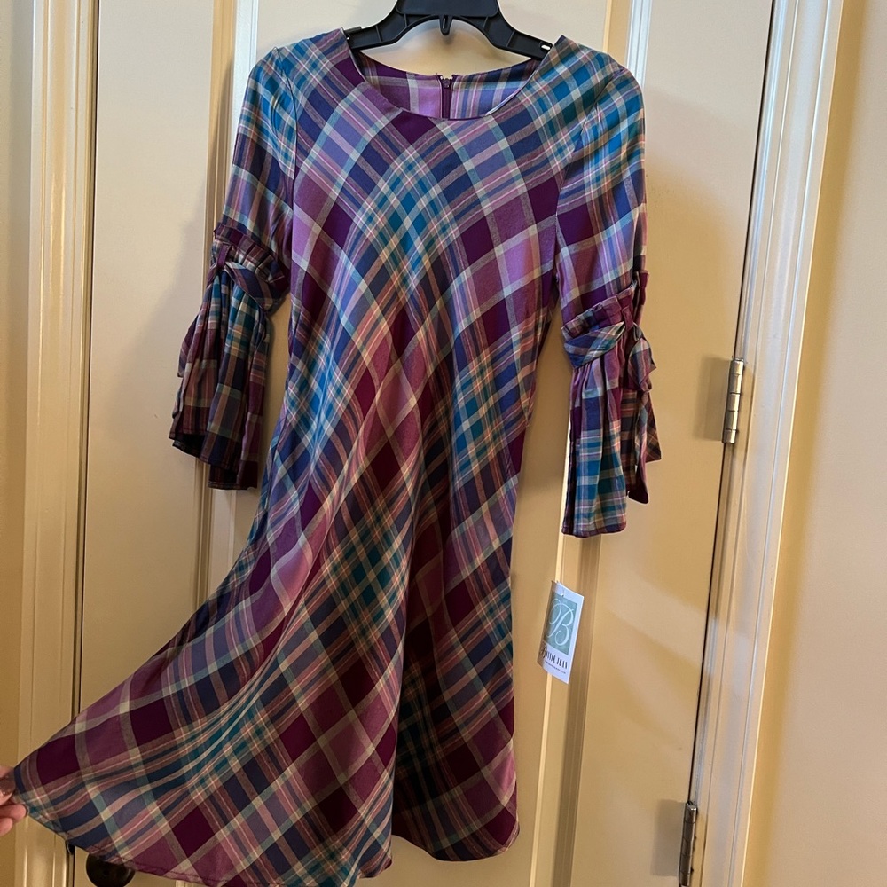 🍂Beautiful Fall Purple and Turquoise Girls Bonnie Jean Dress Size 14🍂